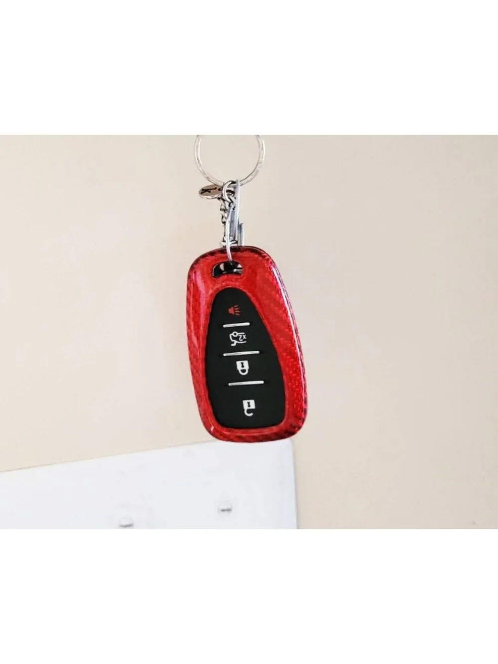 Red Carbon Fiber Key Fob Cover Case for Chevy Camaro, Malibu, Cruze, Spark, Volt